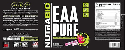 NutraBio ??EAA Pure ??9 Amino Acids ??Muscle Repair and Recovery, 30 Servings, Dragon Fruit Candy