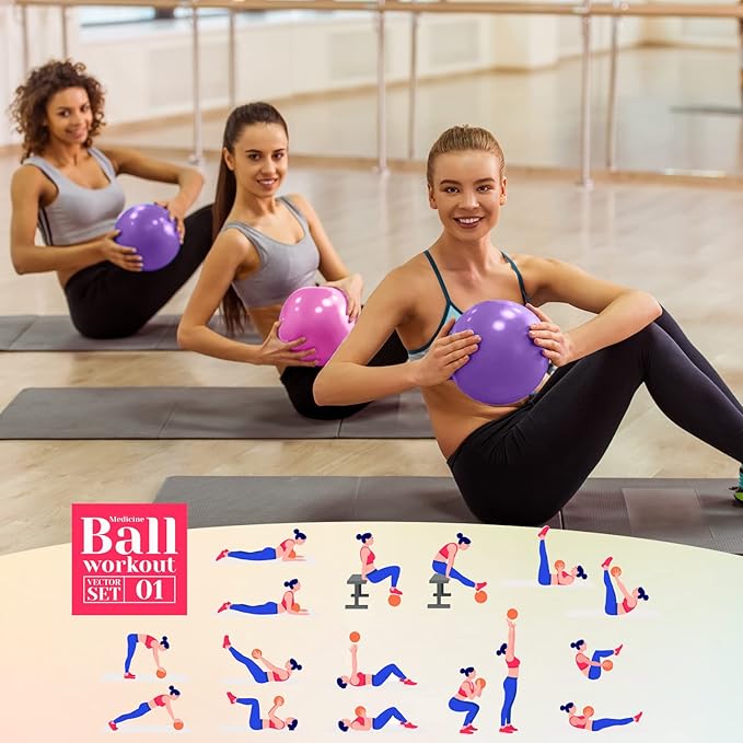 Aoriher 10 Pieces 9 Inch Exercise Pilates Ball Yoga Therapy Core Ball for Yoga Stability Barre
