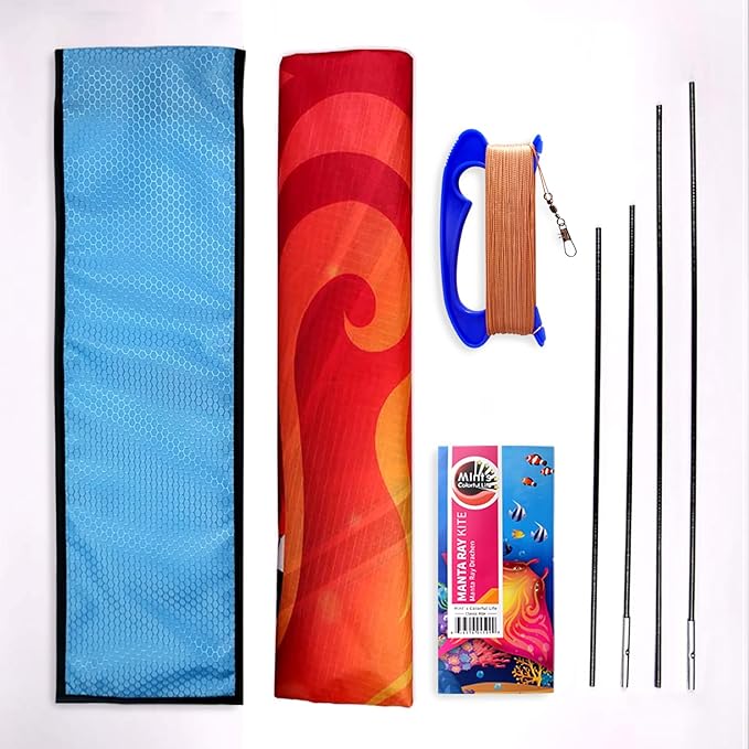 Mint's Colorful Life Devil Fish Kite for Kids and Adults，Easy to Fly Delta Kites Single Line Large