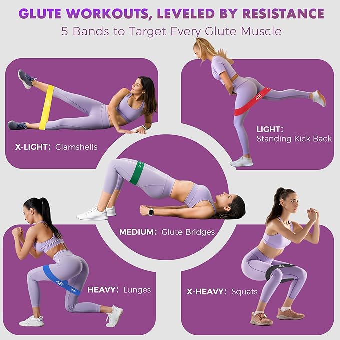 WSAKOUE Fabric Resistance Bands for Working Out – 5 Booty Bands for Women & Men, Exercise Workout