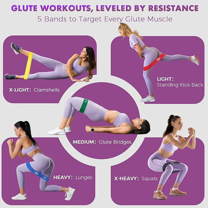 WSAKOUE Fabric Resistance Bands for Working Out – 5 Booty Bands for Women & Men, Exercise Workout