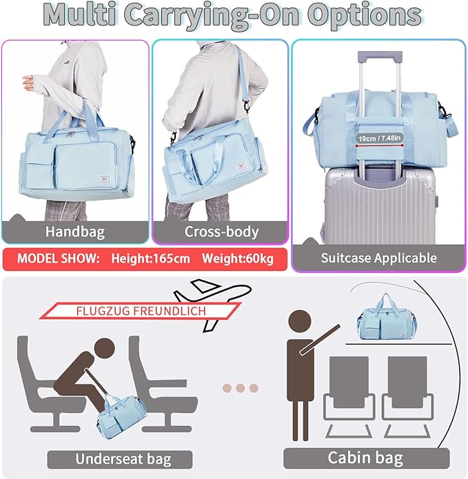 FIORETTO Women's Gym Duffle Bag with Shoes Compartment, 37L Capacity, Ideal for Travel, Gym