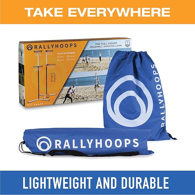 7 FT - World’s First Sports Game to Mash Volleyball & Basketball - Setup in Seconds - Quick & Easy