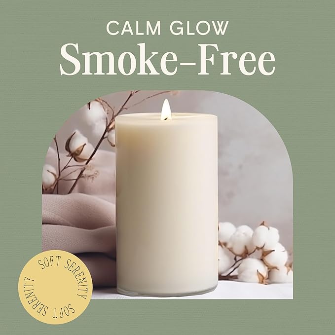 Mister Candle Dripless Vanilla Scented Ivory Pillar Candle, Hand Made Vanilla Pillar Candles with