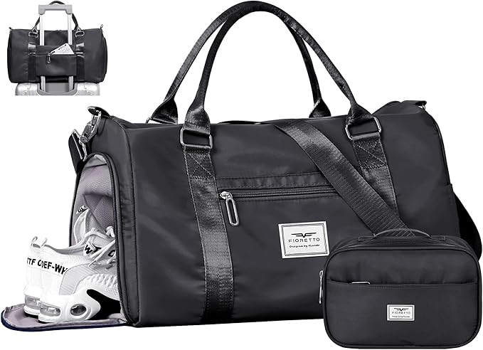 FIORETTO Womens Gym Tote Duffle Bag with Toiletry Bag, Sports Duffel Overnight Hospital Workout