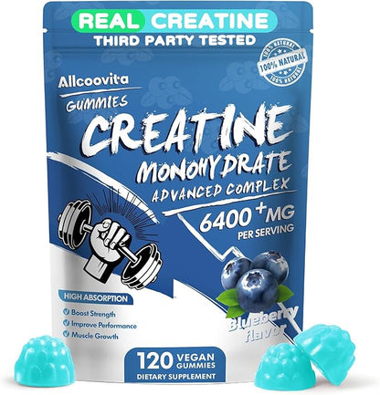 Creatine Monohydrate Gummies Complex for Men & Women - 120 Gummies Advanced Formula, L-Taurine +