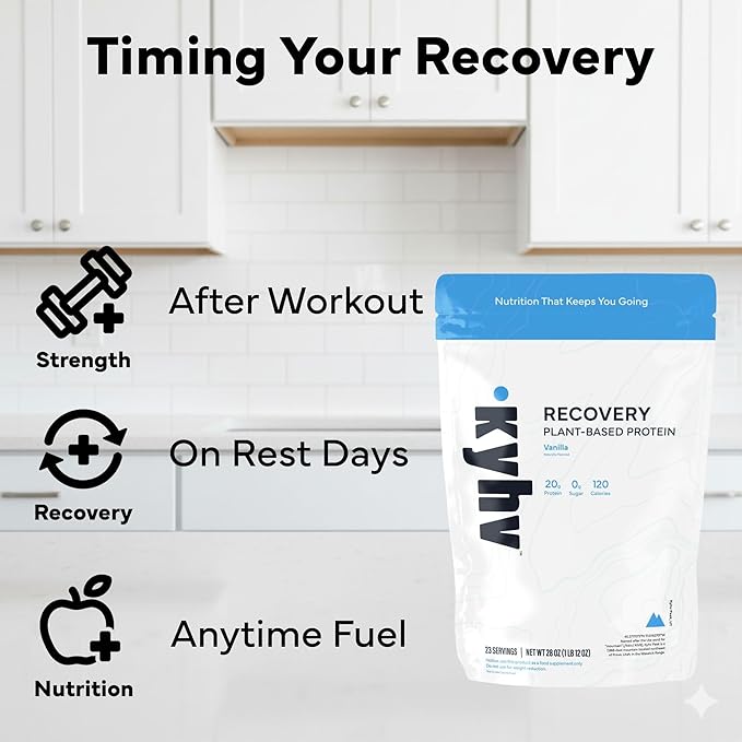 Recovery Plant Based Protein Powder, Vanilla Flavor - 20g Complete Vegan Protein, 0g Sugar, 120