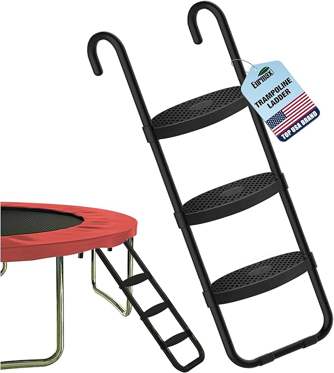 Eurmax USA Universal Easy-to-Assemble 3 Steps Trampoline Ladder with Horizontal and Wide Steps, UV