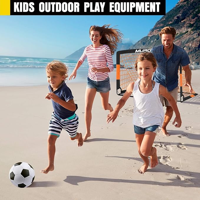 Soccer Goal, Kids Soccer Goals for Backyard Set, 2 Pack of Portable Pop Up Soccer Net with Soccer