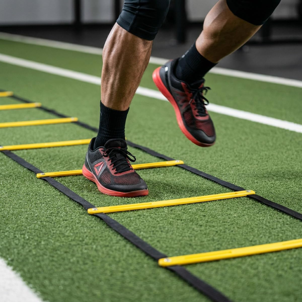 SOFTSOUL Tangle Free Agility Ladder, 12 Fixed Rungs, Heavy Duty Speed & Footwork Training Ladder