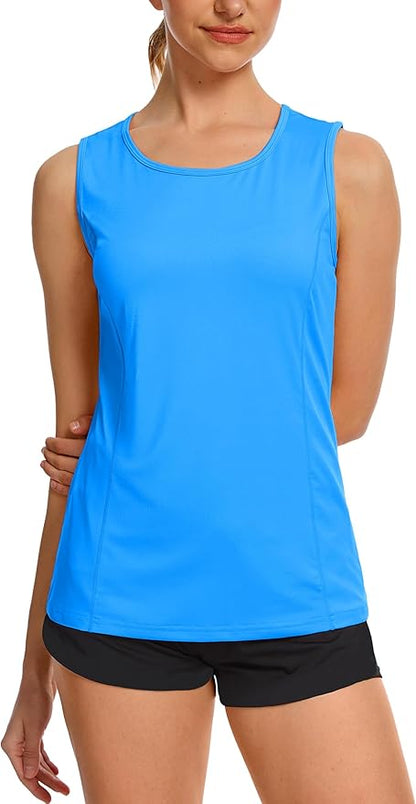 TACVASEN Women's UPF 80+ Workout Tank Top Sleeveless Quick Dry Sun Protection Hiking Athletic Gym