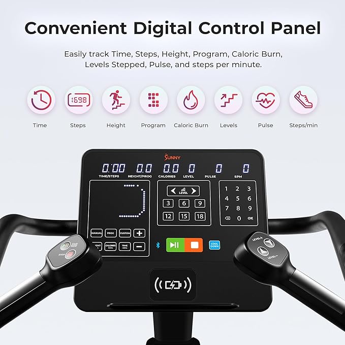 Sunny Health & Fitness Premium High-Intensity Smart Stepper Stair Climber, Commercial Grade, Cardio