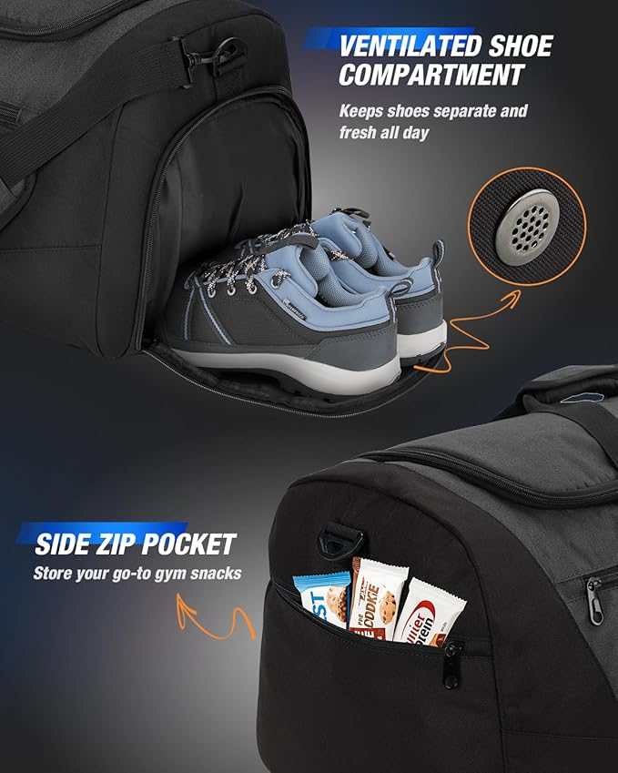 Gonex Gym Duffel Bag with Shoe Compartment Wet Pocket, Large Capacity Sports Duffle Bag for Men