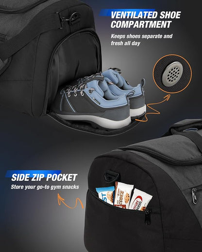 Gonex Gym Duffel Bag with Shoe Compartment Wet Pocket, Large Capacity Sports Duffle Bag for Men