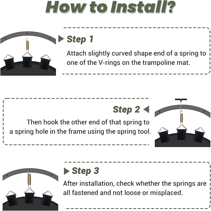 Trampoline Springs Replacement 3.5" to 8.5" Galvanized Steel Heavy Duty High Tensile Universal