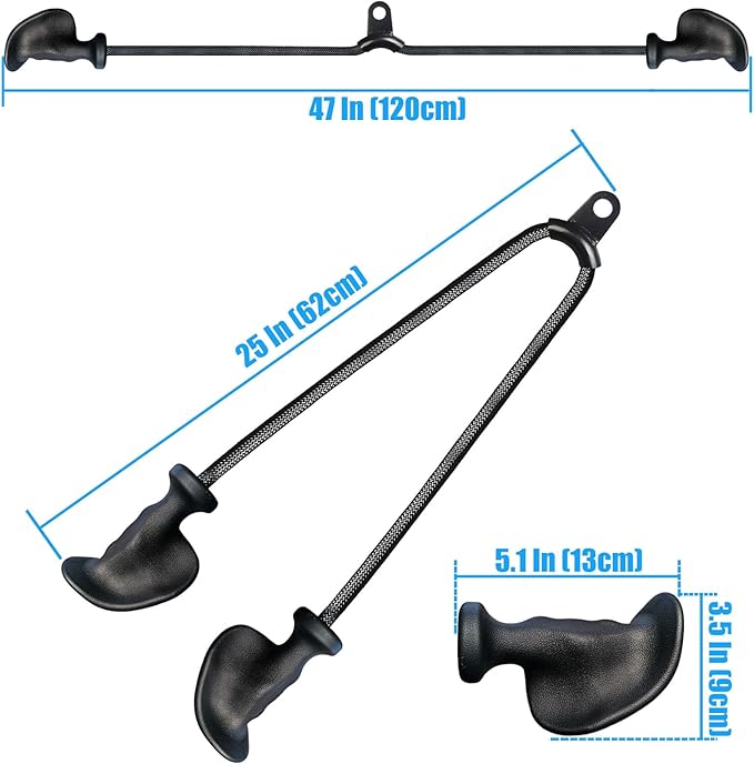 Ergonomic Tricep Rope Pulldown Attachments, Upgraded 27 32 40 & 47 Inch Extra Long Triceps Rope