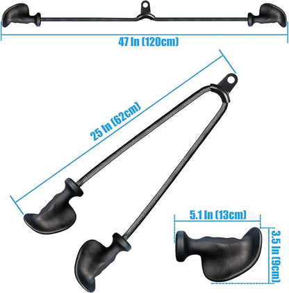 Ergonomic Tricep Rope Pulldown Attachments, Upgraded 27 32 40 & 47 Inch Extra Long Triceps Rope