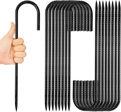 Anothera 16 Pack Heavy Duty Trampoline Stakes, 12 Inches Trampoline Anchors High Wind, Heavy Duty J