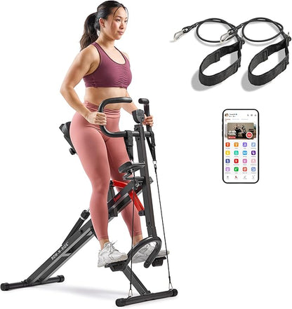 Sunny Health & Fitness Row-N-Ride PRO, Full Body Combo Squat Machine w/Optional Resistance Band