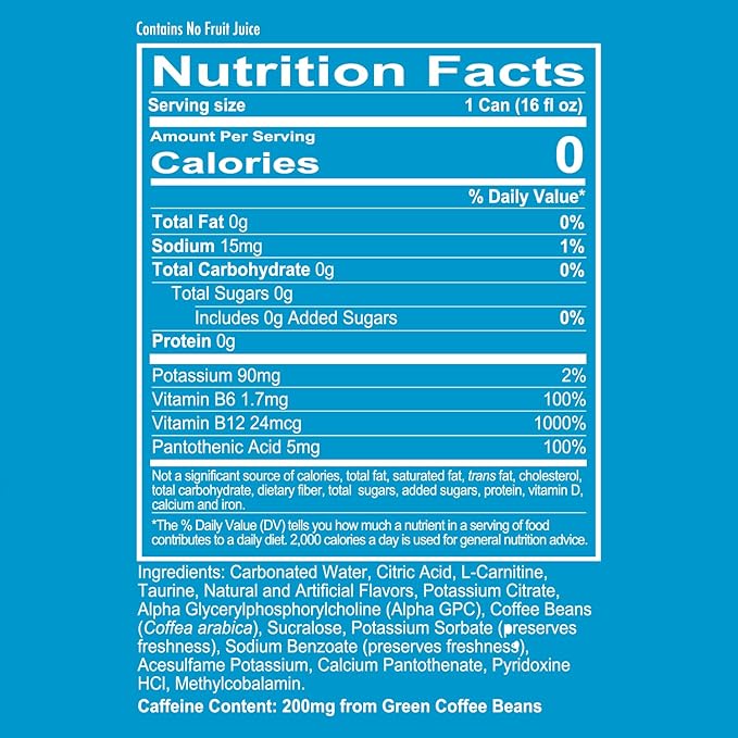 REDCON1 Energy High Performance Drink, Vice City - Zero Sugar Energy Drink with Alpha GPC Nootropic