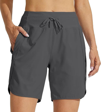 Willit Women's 7" Athletic Running Shorts Long Workout Hiking Shorts Quick Dry High Waisted Active