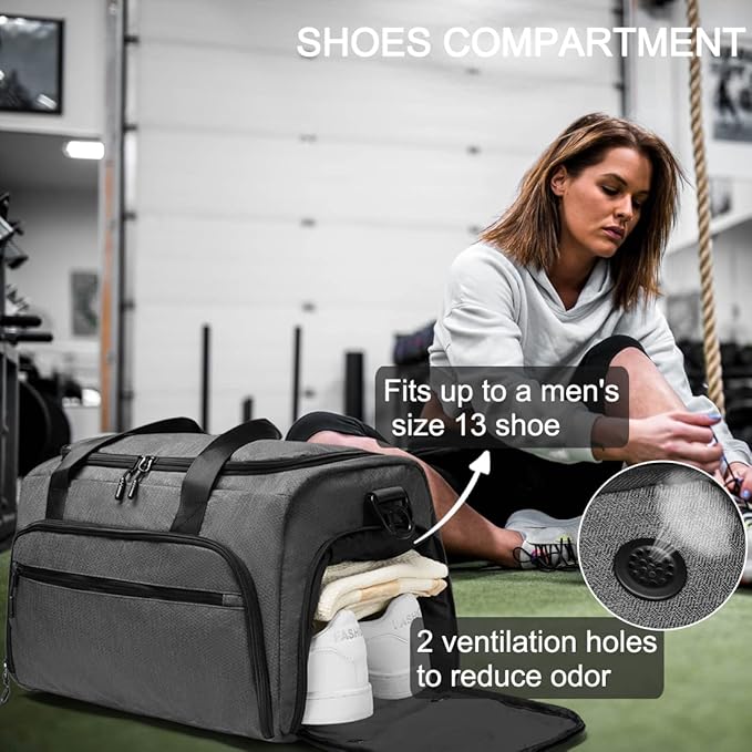 Gym Bag for Men Women, Small Fitness Workout Sports Bag with Wet Pocket & Shoes Compartment, Water