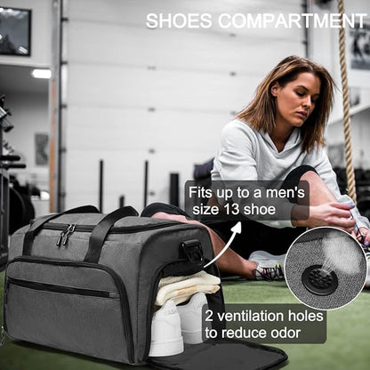 Gym Bag for Men Women, Small Fitness Workout Sports Bag with Wet Pocket & Shoes Compartment, Water