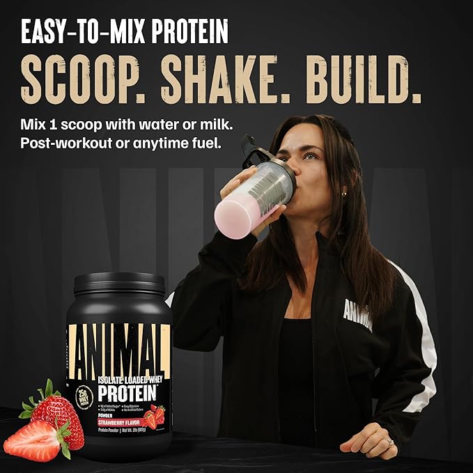 Animal Whey Isolate Protein Powder - Loaded for Pre & Post Workout Muscle Builder and Recovery with