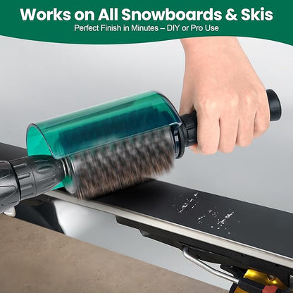 Ski Snowboard Roto Brush Kit with Quick-Change Axle 3 Professional Brushes: Brass, Horsehair, Nylon
