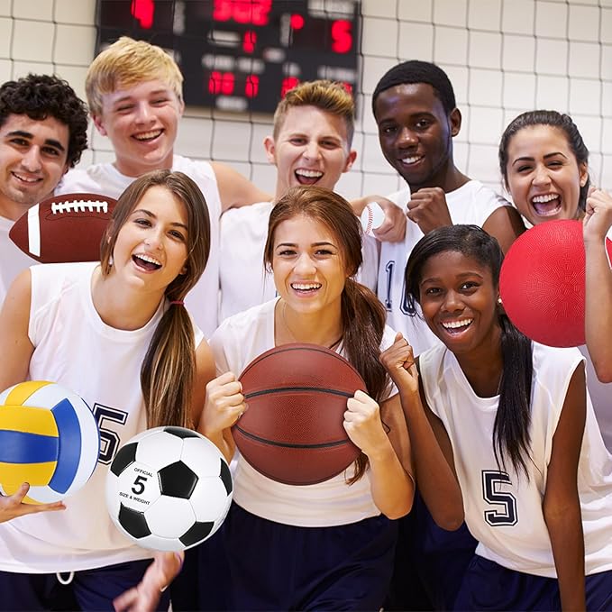 Leyndo 18 Pcs Sport Balls Bulk Set Basketball Football Volleyball Soccer Playground Baseball with