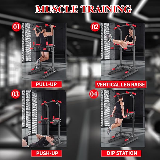 K KiNGKANG Power Tower Dip Station, Multi-Function Assistive Trainer Pull Up for Home Gym Muscle