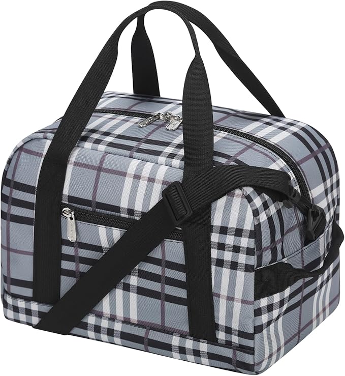 Small Gym Bag Carry On Bag - 12 in Mini Duffle Bag Lightweight for Overnight Travel(Gray white