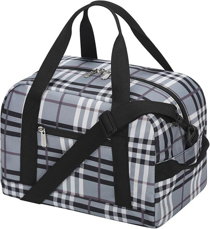 Small Gym Bag Carry On Bag - 12 in Mini Duffle Bag Lightweight for Overnight Travel(Gray white
