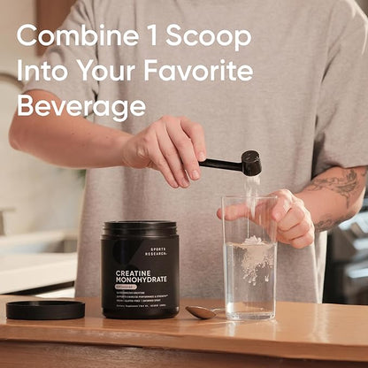 Sports Research Creatine Monohydrate - Gain Lean Muscle, Improve Performance and Strength and