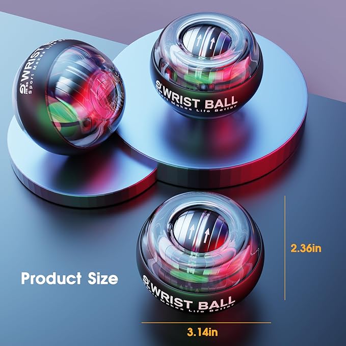 Wrist Trainer Ball Auto-Start Gyroscopic Forearm Exerciser Gyro Ball for Strengthen Arms, Fingers