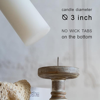 MOZEAL 3" x 4" Hand-Poured Unscented Candle,Dripless Pillar Candle Set of 3,Long Clean