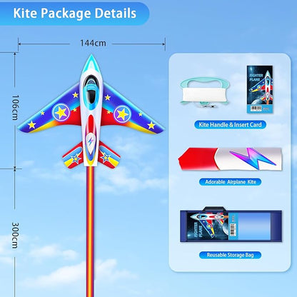 Fighter Jet Kites for Kids & Adults - Durable Airplane Kites for Boys Ages 8-12 & 4-8 with Kite