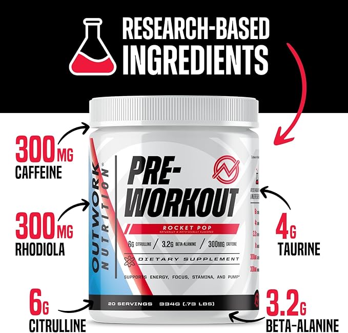 Outwork Nutrition Pre Workout Powder for Men & Women - Pre-Workout Supplements Without Creatine