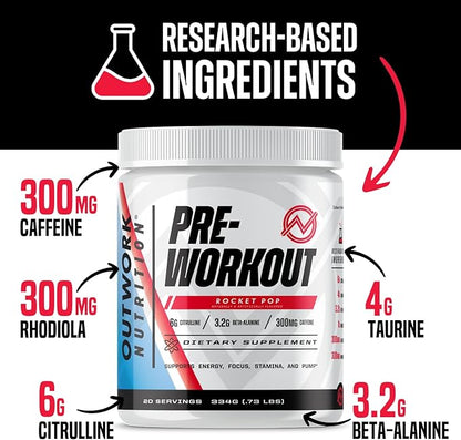 Outwork Nutrition Pre Workout Powder for Men & Women - Pre-Workout Supplements Without Creatine