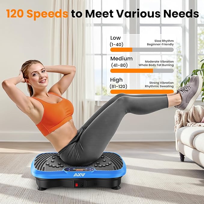 AXV Vibration Plate Fitness Platform Exercise Machine Vibrating Shaking Full Body Shaker Workout