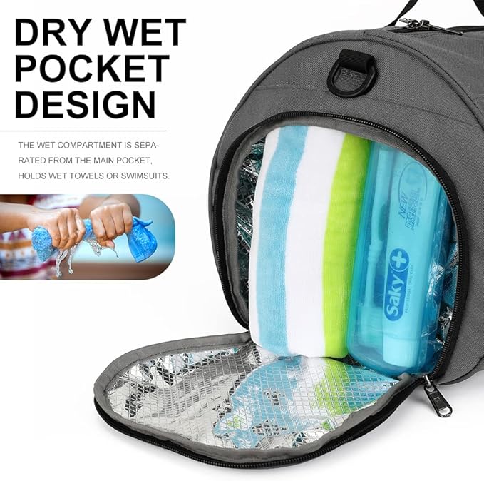 INOXTO Small Sports Gym Bag，Travel Duffel Bag with Dry Wet Pocket and Shoes Compartment for Women