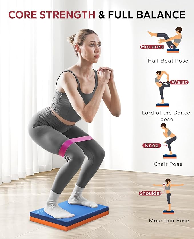 HAPBEAR Exercise Balance Pad - 15"x12" Non-Slip Textured Bottom Stability Training Mat - 2.25"