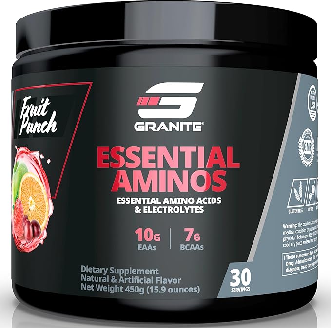 Granite Essential Amino Acids Powder for Muscle Recovery and Growth with 10g EAAs and 7g BCAAs