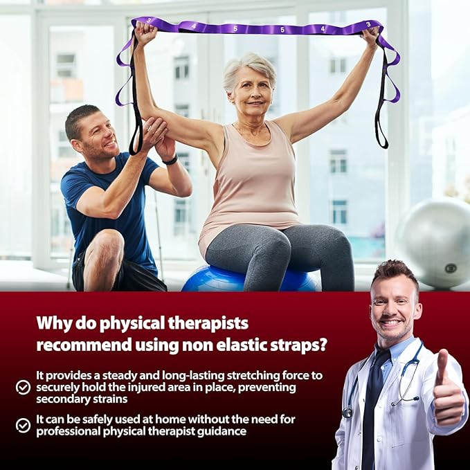 Stretching Strap with 10 Loops-Yoga Strap for Physical Therapy,Home Workout,Pilate & Flexibility