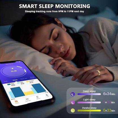 Smart Ring Health Tracker for Women Men-IP68 Waterproof Fitness Ring with Sleep Tracker/Heart