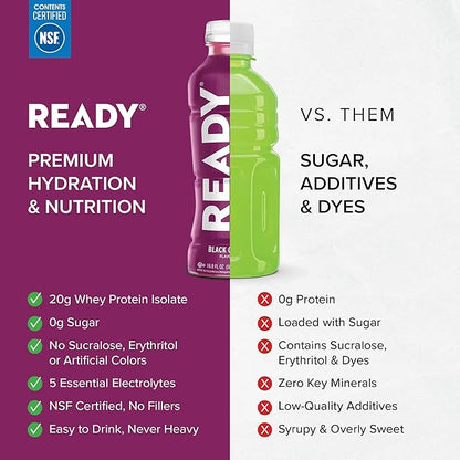 Ready® Protein Water ??20g Whey Protein Isolate, Zero Sugar, Low-Calorie Sports Drink for Hydration