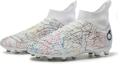 Men's Soccer Shoes High-Top Soccer Cleats Outdoor Breathable Athletic Professional Spikes Youth