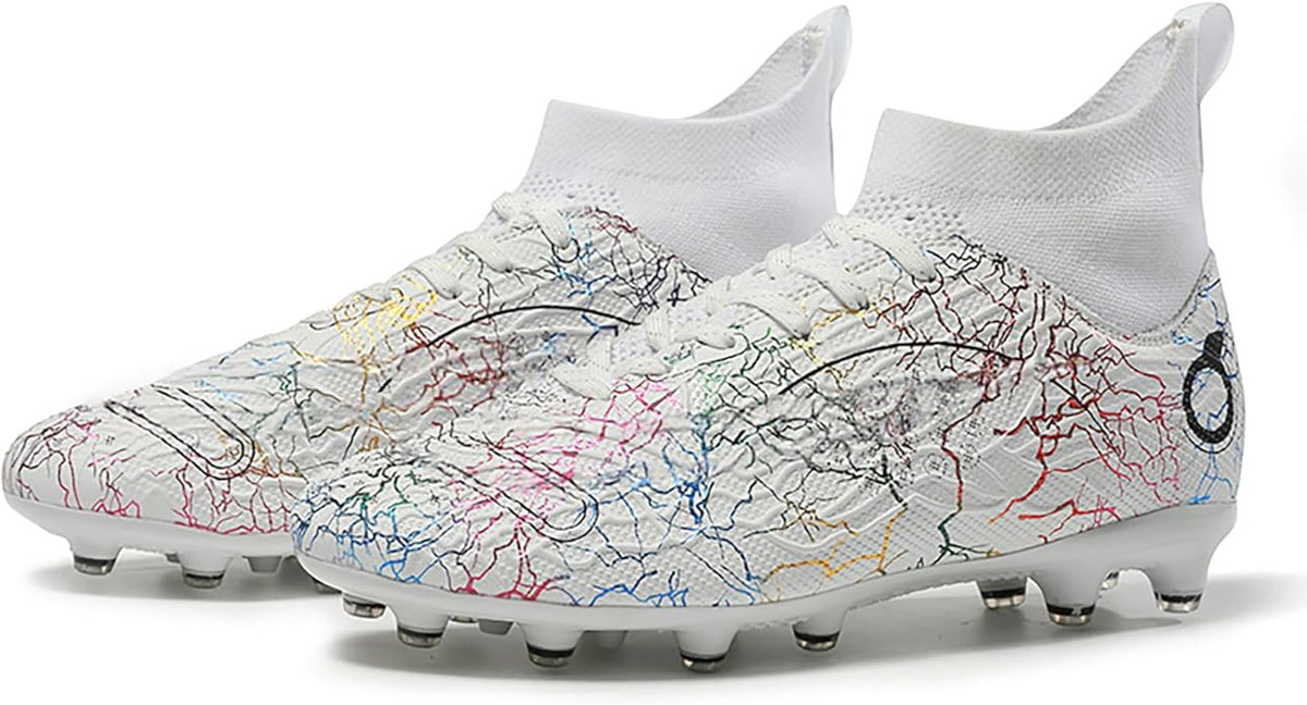 Men's Soccer Shoes High-Top Soccer Cleats Outdoor Breathable Athletic Professional Spikes Youth