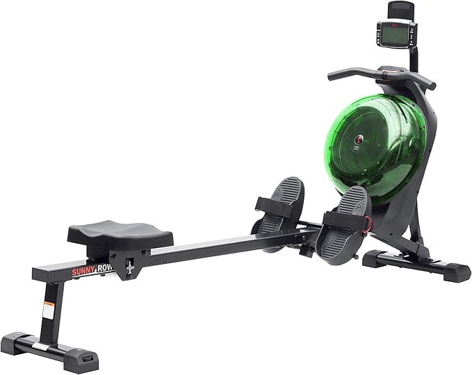 Sunny Health & Fitness Elite Water Rowing Machine with High Dynamic Resistance Vertical Tank