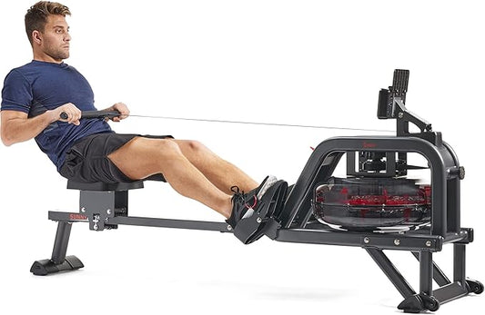 Sunny Health & Fitness Premium Water Rower w/Intensive Dynamic Real-Time Resistance, 300 LB